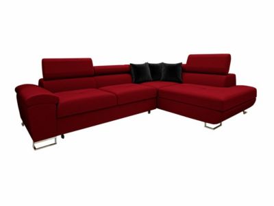 Canapé d'angle Comfivo Ruta II, Rouge, Fonction de couchage
