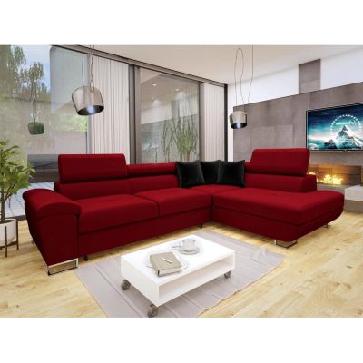 Canapé d'angle Comfivo Ruta II, Rouge, Fonction de couchage