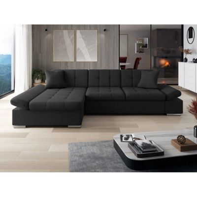 Canapé d'angle Comfivo Serenitas, Noir, Fonction de couchage