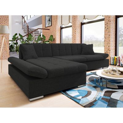 Canapé d'angle Comfivo Serenitas, Noir, Fonction de couchage