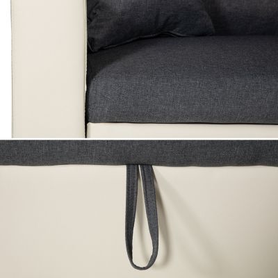 Canapé d'angle convertible CLARK 3 places gris chiné et blanc - HAPPY GARDEN