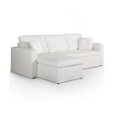 Canapé d'Angle Convertible "Corto" 221cm Blanc