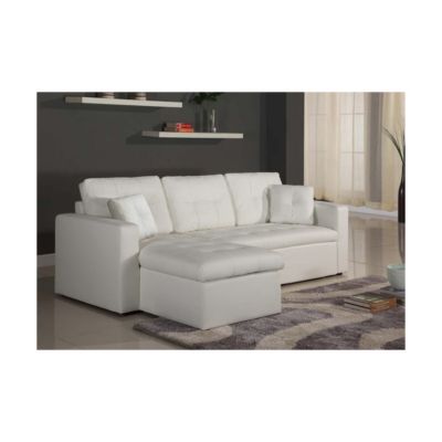 Canapé d'Angle Convertible "Corto" 221cm Blanc