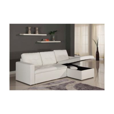 Canapé d'Angle Convertible "Corto" 221cm Blanc