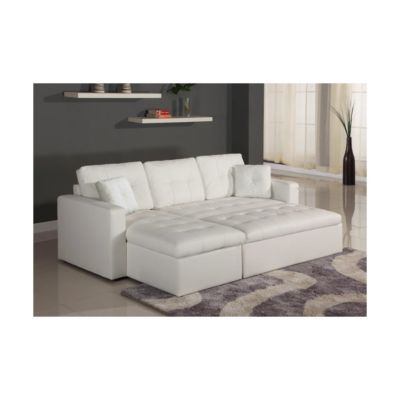 Canapé d'Angle Convertible "Corto" 221cm Blanc