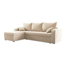 Canapé d'angle convertible et réversible en tissu beige ONABIA