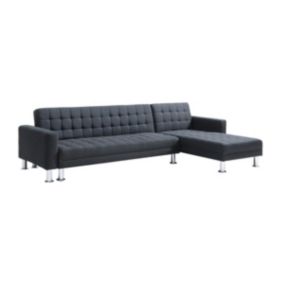 Canapé d'angle convertible et réversible en tissu noir WILLIS II