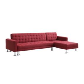 Canapé d'angle convertible et réversible en tissu rouge WILLIS II