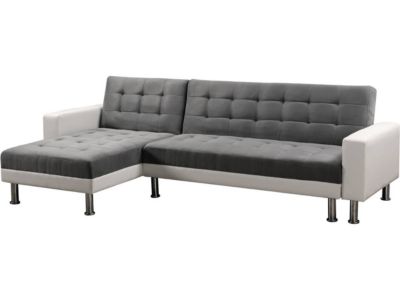 Canapé d'angle convertible et réversible "Theo"  258 x 82147 x 82 cm  4 places  Blanc  Gris