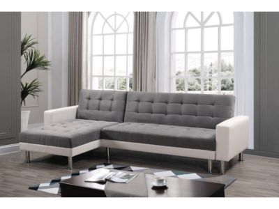 Canapé d'angle convertible et réversible "Theo"  258 x 82147 x 82 cm  4 places  Blanc  Gris