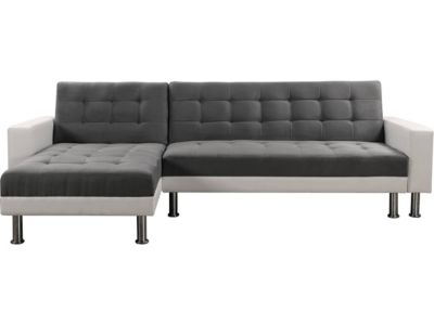 Canapé d'angle convertible et réversible "Theo"  258 x 82147 x 82 cm  4 places  Blanc  Gris