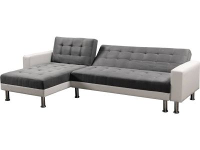 Canapé d'angle convertible et réversible "Theo"  258 x 82147 x 82 cm  4 places  Blanc  Gris