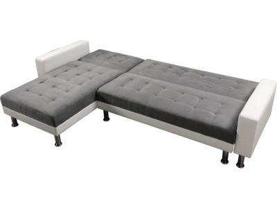 Canapé d'angle convertible et réversible "Theo"  258 x 82147 x 82 cm  4 places GrisBlanc