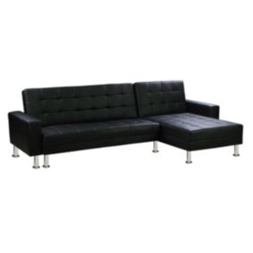 Canapé d'angle convertible et réversible "Theo"  258 x 82147 x 82 cm  4 places  Noir