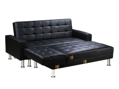 Canapé d'angle convertible et réversible "Theo"  258 x 82147 x 82 cm  4 places  Noir