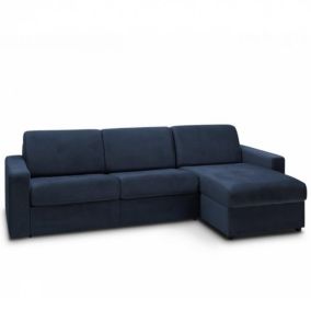 Canapé d'angle convertible MAESTRO EDITION VELOURS express matelas 18 cm couchage 140 cm bleu marine ITALIAN SPIRIT