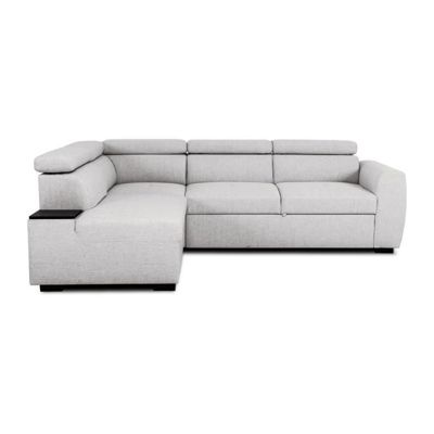 Canapé d'angle convertible réversible - 4 / 5 places - KELIO - Tissu Gris - 3 tétieres ajustables - 245 x 184 x 77/87 cm