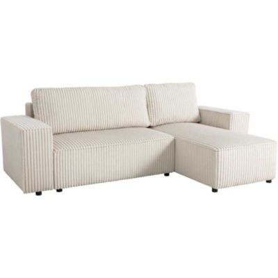 Canapé d'angle convertible réversible 4 places JOSH AUCUNE velours Pearl 242 x 155 x 86 cm