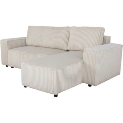 Canapé d'angle convertible réversible 4 places JOSH AUCUNE velours Pearl 242 x 155 x 86 cm