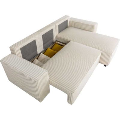 Canapé d'angle convertible réversible 4 places JOSH AUCUNE velours Pearl 242 x 155 x 86 cm
