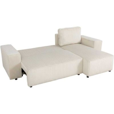 Canapé d'angle convertible réversible 4 places JOSH AUCUNE velours Pearl 242 x 155 x 86 cm