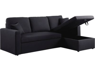 Canapé d'angle convertible réversible "Alain"  221 x 145 x 85 cm  3 places  Noir