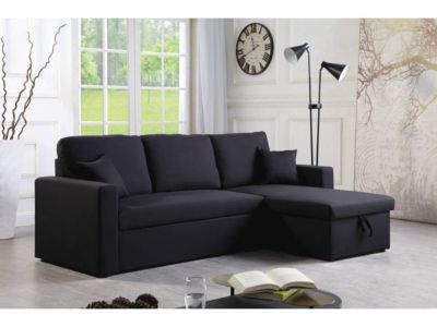 Canapé d'angle convertible réversible "Alain"  221 x 145 x 85 cm  3 places  Noir