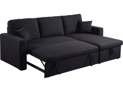 Canapé d'angle convertible réversible "Alain"  221 x 145 x 85 cm  3 places  Noir