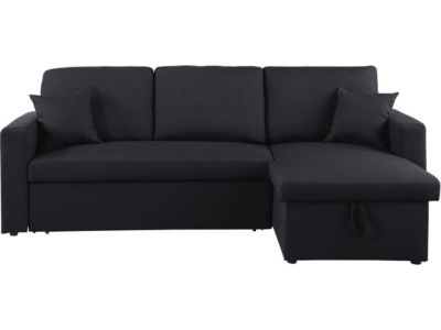 Canapé d'angle convertible réversible "Alain"  221 x 145 x 85 cm  3 places  Noir