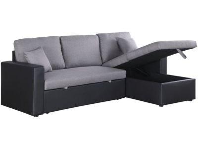 Canapé d'angle convertible réversible avec coffre "Alain"  3 places  Gris  Noir