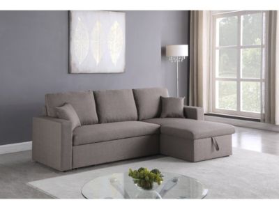 Canapé d'angle convertible réversible avec coffre "Alain"  3 places  Taupe