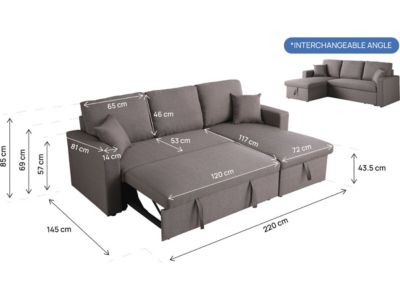 Canapé d'angle convertible réversible avec coffre "Alain"  3 places  Taupe