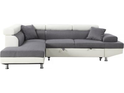 Canapé d'angle convertible "Sophia luxe"  265 x 190.5 x 8091 cm  Blanc  Gris  5 places  Angle gauche