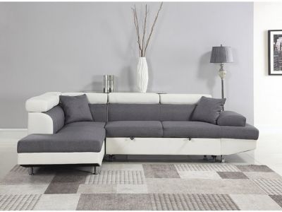 Canapé d'angle convertible "Sophia luxe"  265 x 190.5 x 8091 cm  Blanc  Gris  5 places  Angle gauche