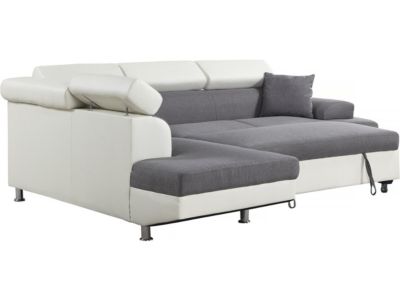 Canapé d'angle convertible "Sophia luxe"  265 x 190.5 x 8091 cm  Blanc  Gris  5 places  Angle gauche