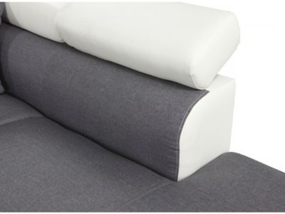 Canapé d'angle convertible "Sophia luxe"  265 x 190.5 x 8091 cm  Blanc  Gris  5 places  Angle gauche