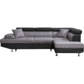 Canapé d'angle convertible "Sophia luxe"  265 x 190.5 x 8091 cm  Noir  Gris  5 places  Angle droit