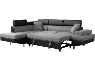 Canapé d'angle convertible "Sophia luxe"  265 x 190.5 x 8091 cm  Noir  Gris  5 places  Angle gauche