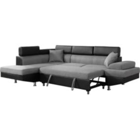 Canapé d'angle convertible "Sophia luxe"  265 x 190.5 x 8091 cm  Noir  Gris  5 places  Angle gauche