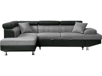 Canapé d'angle convertible "Sophia luxe"  265 x 190.5 x 8091 cm  Noir  Gris  5 places  Angle gauche