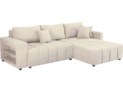 Canapé d'angle convertible tissu chenille 3 places  "Trocadero"  Beige