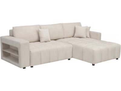Canapé d'angle convertible tissu chenille 3 places  "Trocadero"  Beige