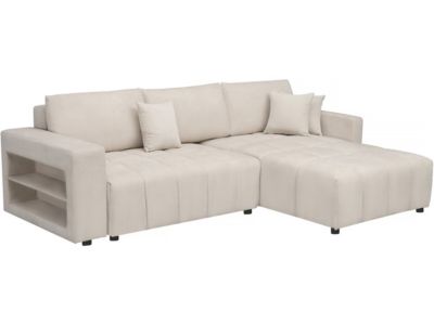 Canapé d'angle convertible tissu chenille 3 places  "Trocadero"  Crème