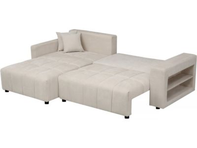 Canapé d'angle convertible tissu chenille 3 places  "Trocadero"  Crème