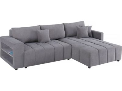 Canapé d'angle convertible tissu chenille 3 places  "Trocadero"  Gris