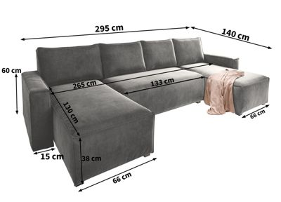 Canapé d'angle deni marron en velours avec fonction de couchage