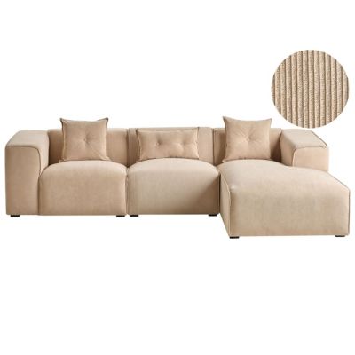 Canapé d'angle DOLVA Velours côtelé Beige Côté gauche | Castorama