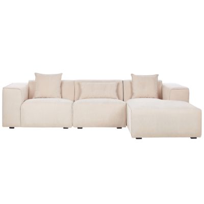 Canapé d'angle DOLVA Velours côtelé Beige Côté gauche | Castorama