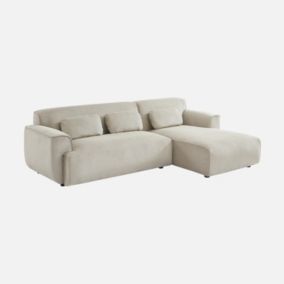 Canapé d'angle droit. 2 à 3 places. velours côtelé beige. Wallas L 196 x P 151 / 91 / x H 73cm