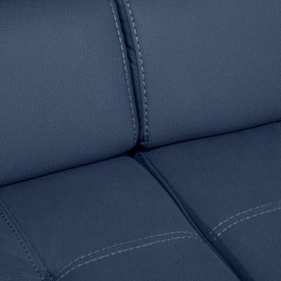 Canapé d'angle droit convertible en tissu bleu avec 2 poufs - VEGAS